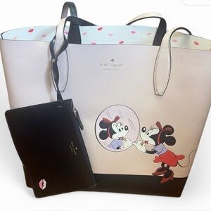 kate spade Minnie Mouse Pink, Black & White Tote with Matching Wristlet